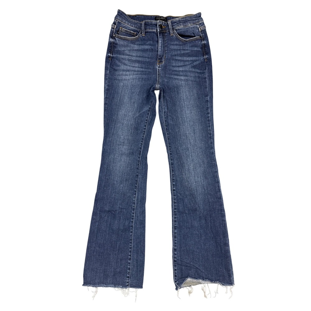 Judy Blue Boot Cut Jeans Women 9/29 Blue High Rise Raw Hem Stretch Minimalist